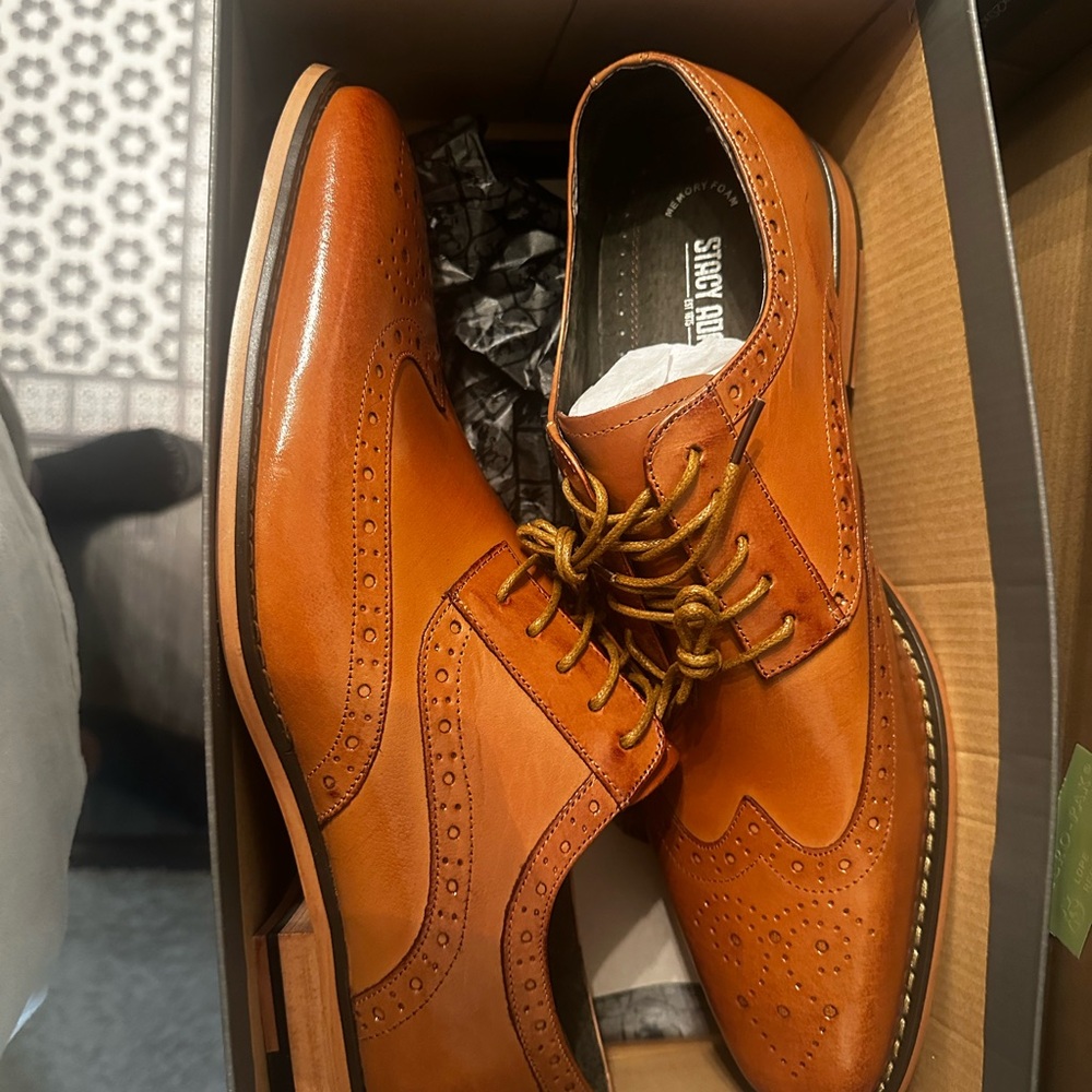 Stacy Adams Men's Cognac Brogue Oxford Shoes size 11 M